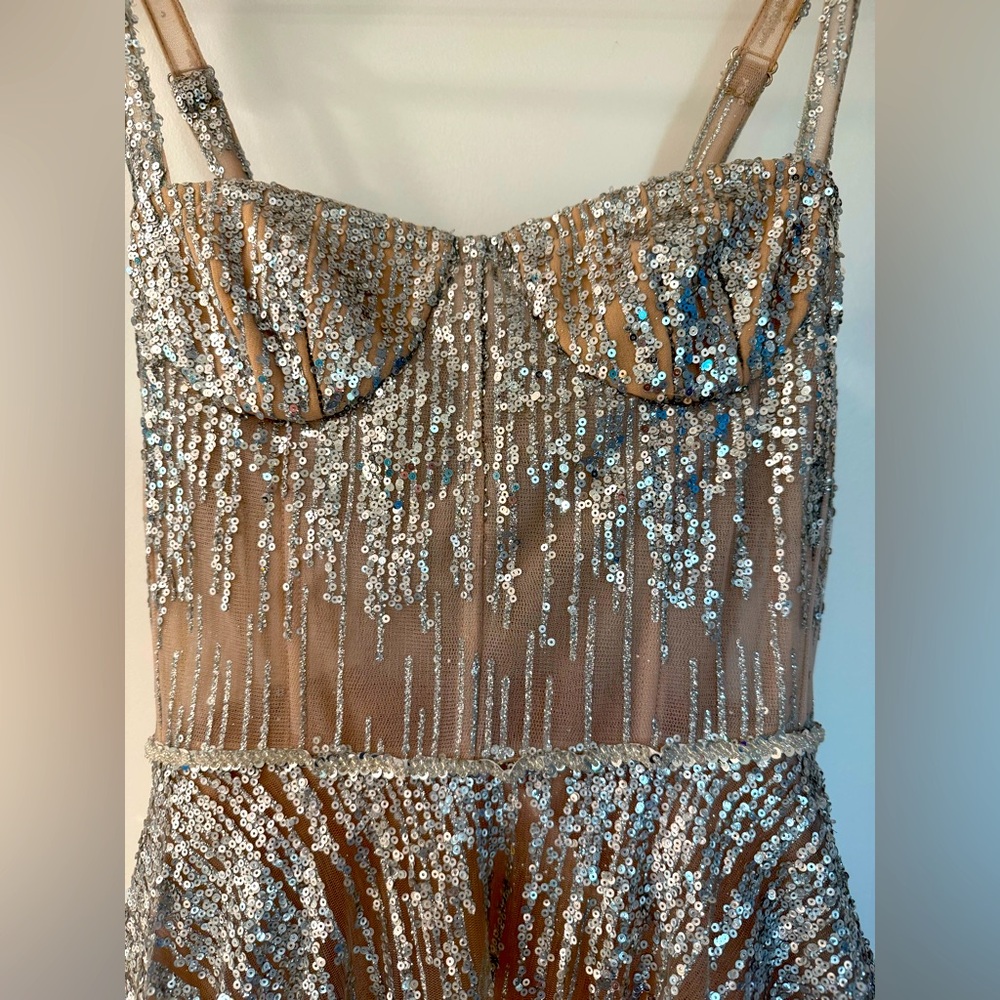 Bronx and Banco Silver Sequin A-Line Midi Prom Dress - Picture 11 of 16